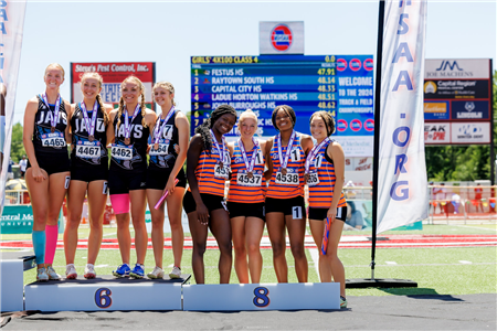 Faith Abunaw (soph), Elena Pender (jr), Gabrielle Robinson (soph), and Cali Moller (soph) - 2024 State Track and Field